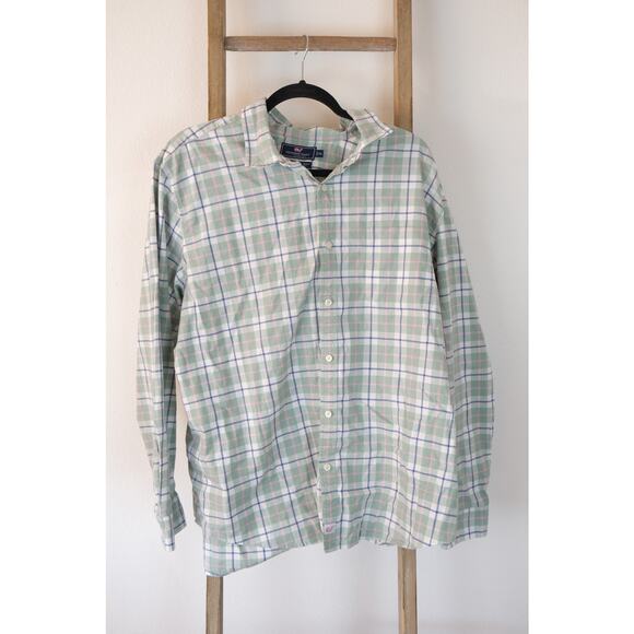 Vineyard Vines Other - Vineyard Vines Slim Fit Murray Shirt Light Green Plaid Mens XXL Button Up